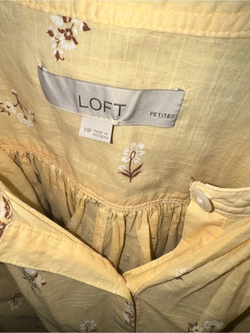 LOFT Pale Yellow Floral Button-Front Blouse